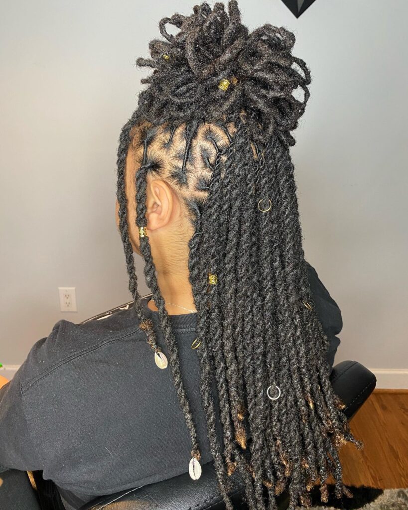 Long Dreadlocks, beads and Curls