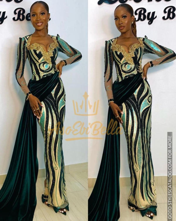 45+ Matured Ways To Style Your Lemon, Sea, and Emerald Green Lace Fabric For Owambe Parties (11)