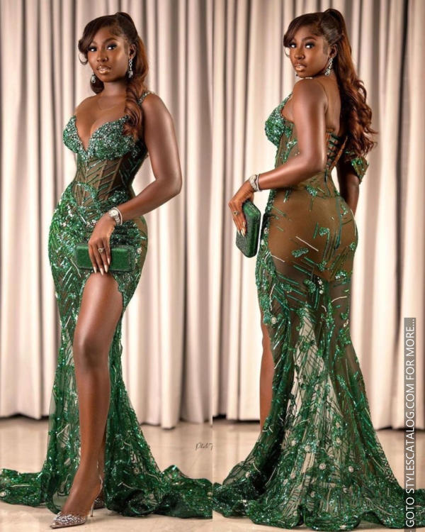 45+ Matured Ways To Style Your Lemon, Sea, and Emerald Green Lace Fabric For Owambe Parties (19)