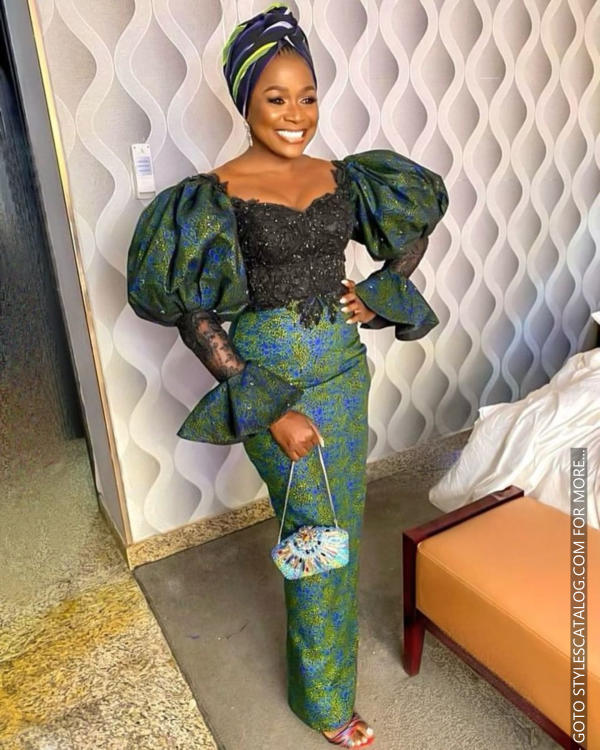 45+ Matured Ways To Style Your Lemon, Sea, and Emerald Green Lace Fabric For Owambe Parties (24)