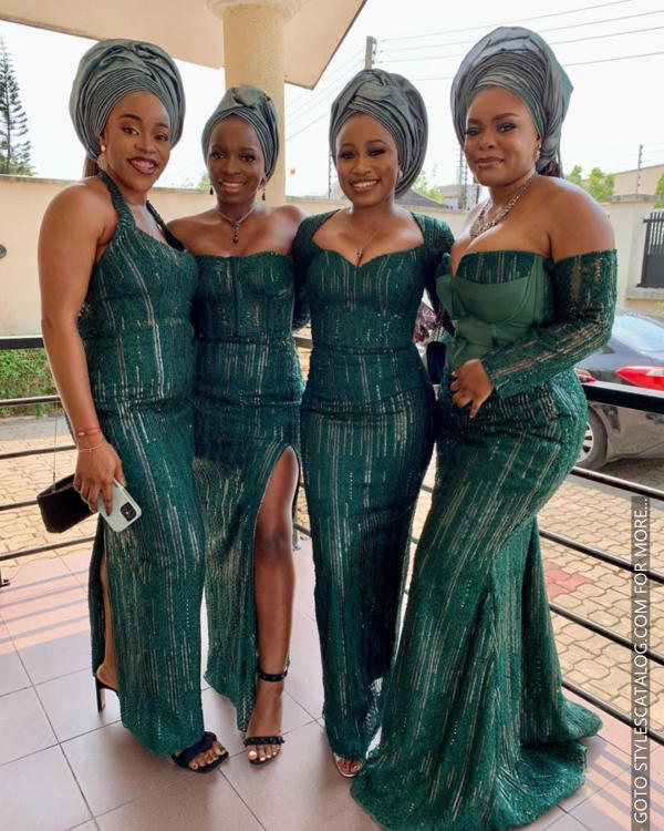 45+ Matured Ways To Style Your Lemon, Sea, and Emerald Green Lace Fabric For Owambe Parties (28)