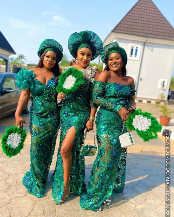 45+ Matured Ways To Style Your Lemon, Sea, and Emerald Green Lace Fabric For Owambe Parties (30)