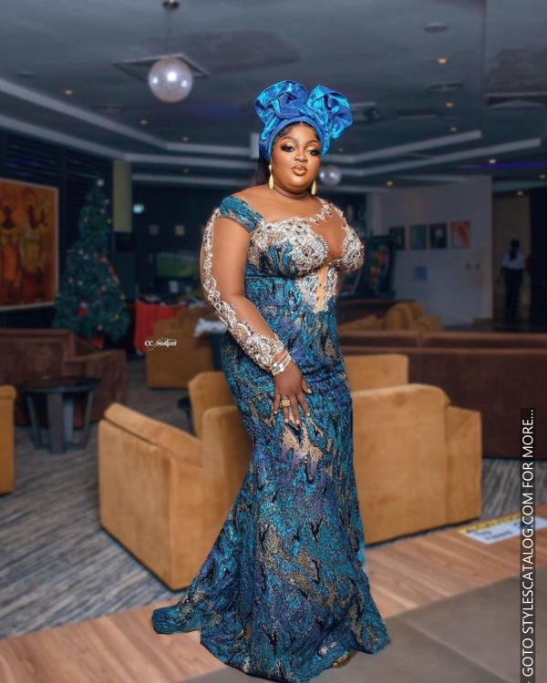 45+ Matured Ways To Style Your Lemon, Sea, and Emerald Green Lace Fabric For Owambe Parties (33)