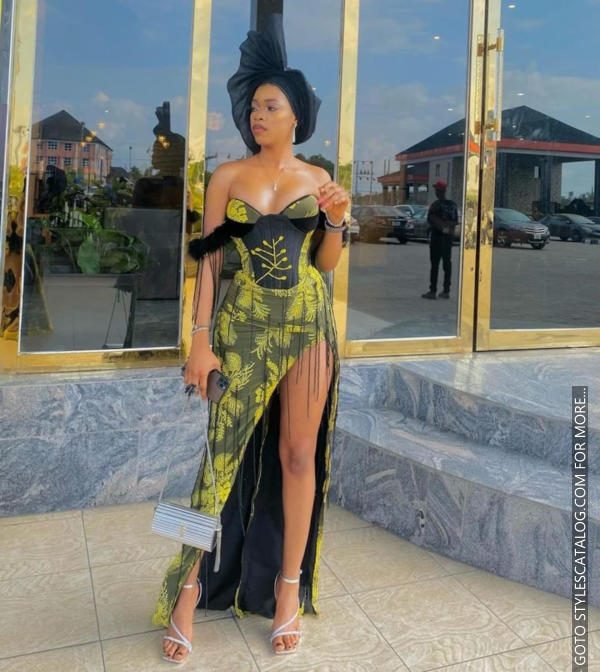 45+ Matured Ways To Style Your Lemon, Sea, and Emerald Green Lace Fabric For Owambe Parties (41)