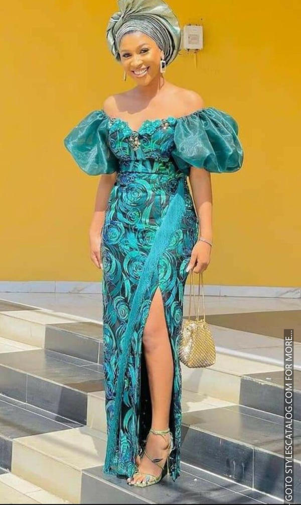 45+ Matured Ways To Style Your Lemon, Sea, and Emerald Green Lace Fabric For Owambe Parties (42)