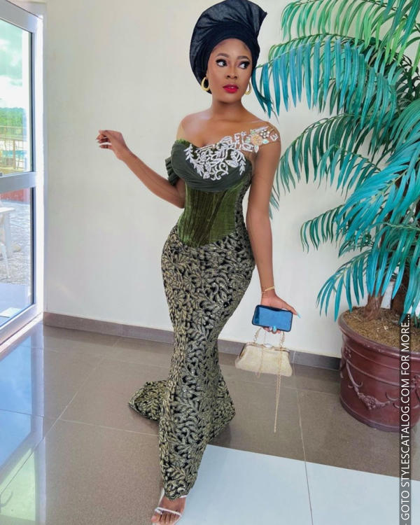 45+ Matured Ways To Style Your Lemon, Sea, and Emerald Green Lace Fabric For Owambe Parties (5)