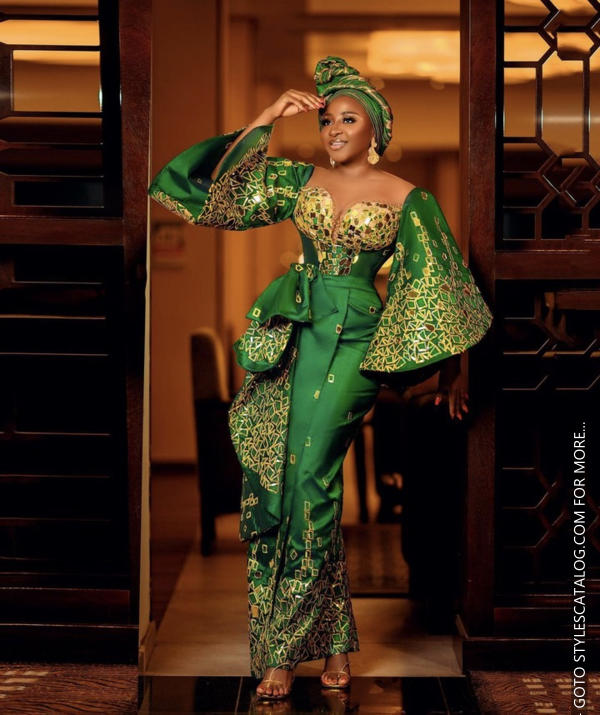 45+ Matured Ways To Style Your Lemon, Sea, and Emerald Green Lace Fabric For Owambe Parties (6)