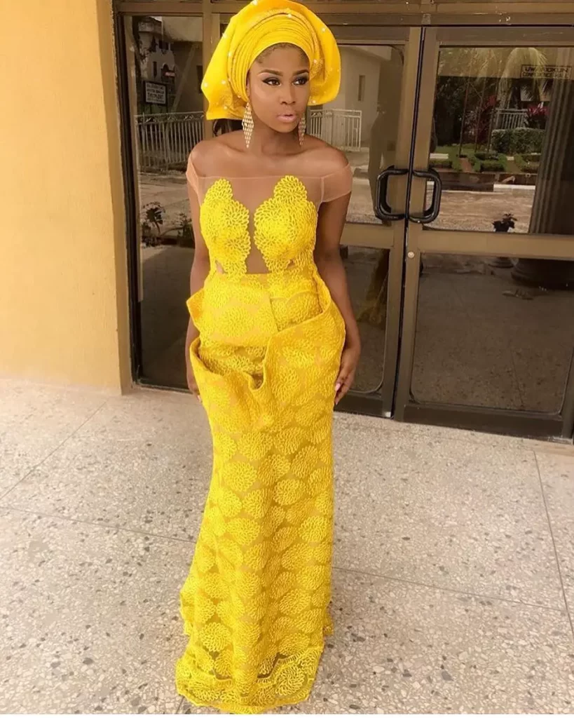 Yellow Lace Asoebi Styles