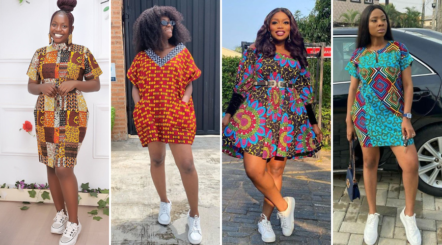Top 30 Ankara Gown Styles With Sneakers for African Ladies