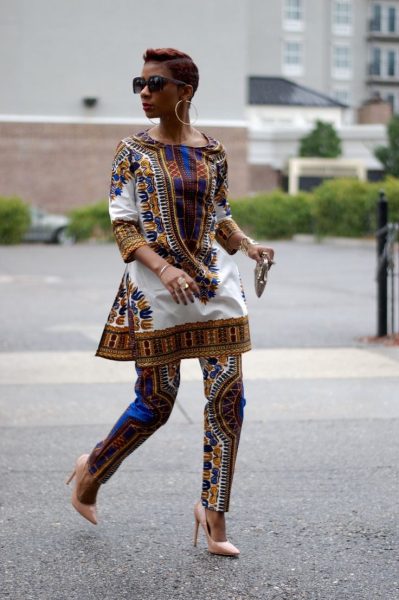 African Dashiki with shoe and pantsuit