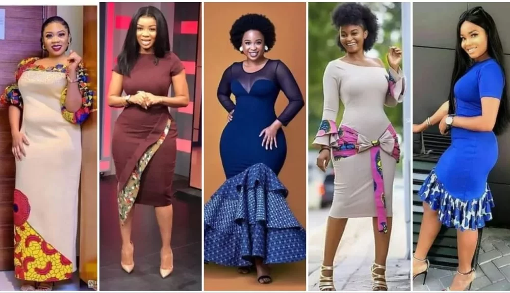 30 Classic English Plain Dresses With A Touch Of Ankara