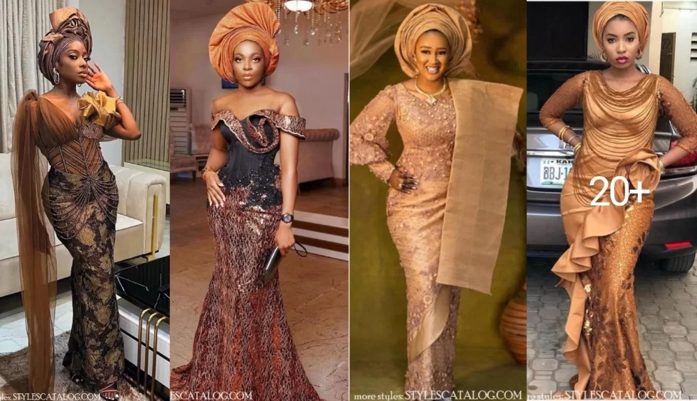 Trendy Brown Lace Asoebi Dresses For Weddings