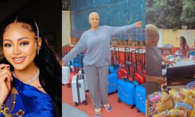 Billionaire wife, Regina Daniels causes a stir as she shows off her sons’ birthday souvenirs (video)