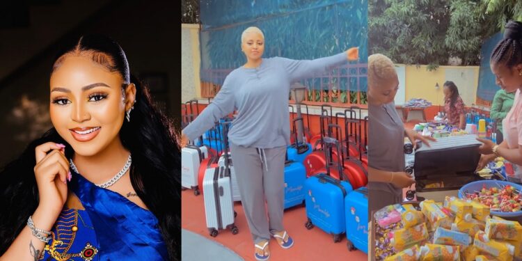 Billionaire wife, Regina Daniels causes a stir as she shows off her sons’ birthday souvenirs (video)