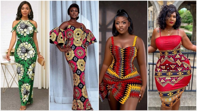 Ankara cold hot sale shoulder gowns