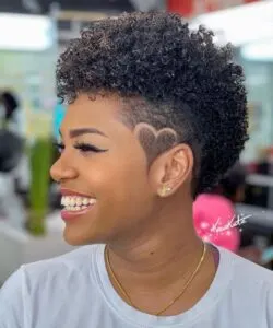 Curly Fade Heart Haircut Design