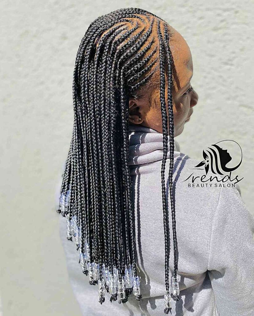 Beaded Mid Length Fulani Braids