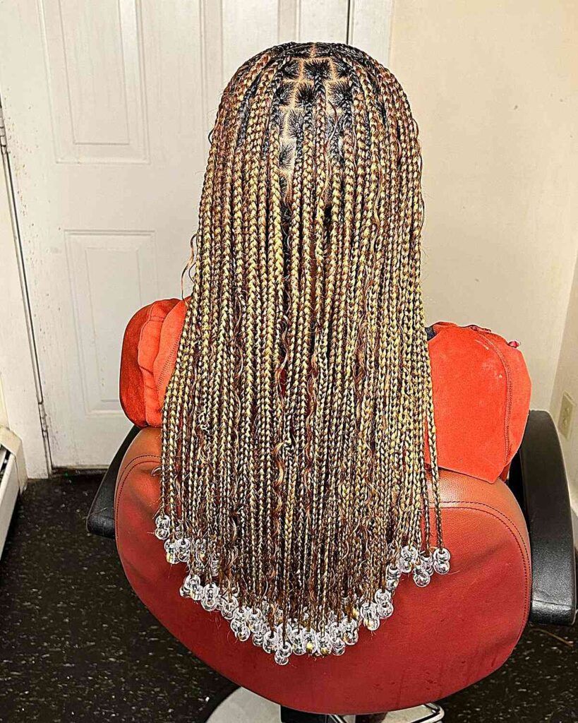 Blonde Beaded Braids With Wavy Strands