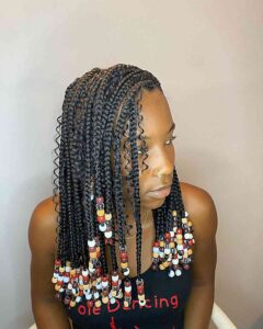 Bohemian Knotless Braids With Colorful Beads