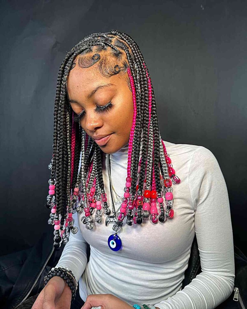 Colored Braids And Beads With Sleek Edges