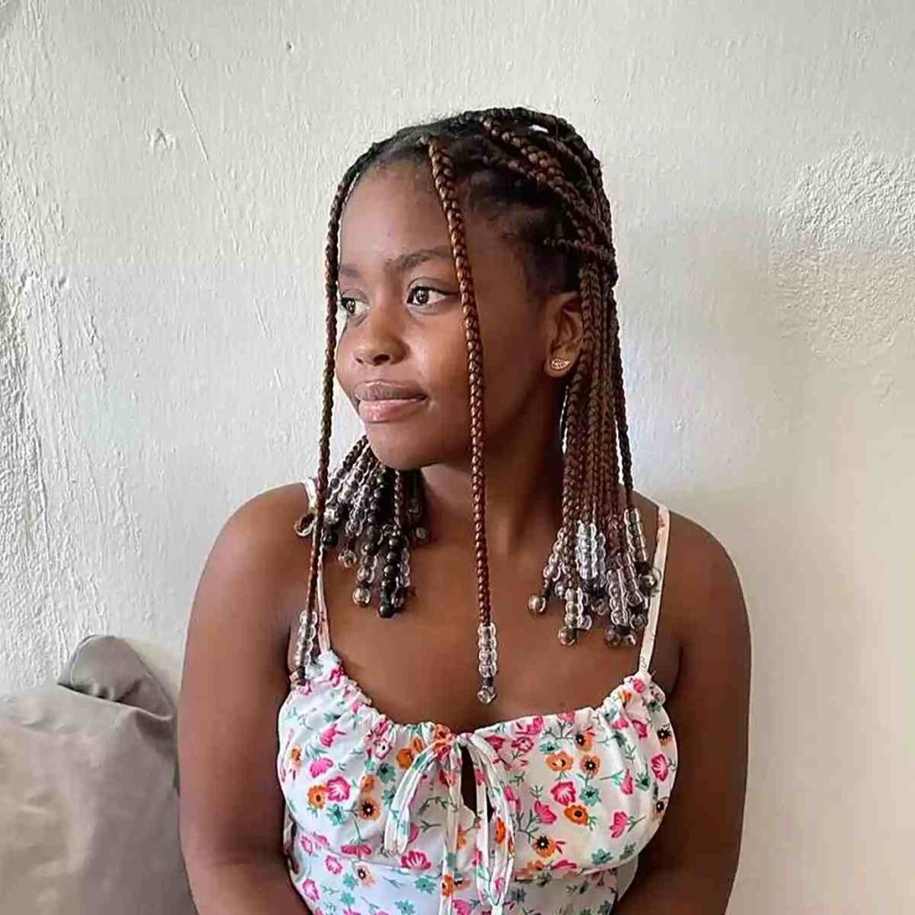 Half Up Half Down Braids With Clear Beads