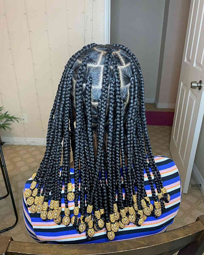 Knotless Box Braids With Wooden Beads