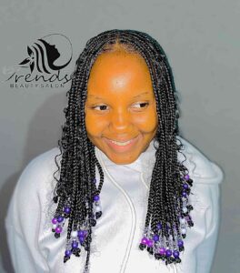 Knotless Goddess Braids With Purple Beads