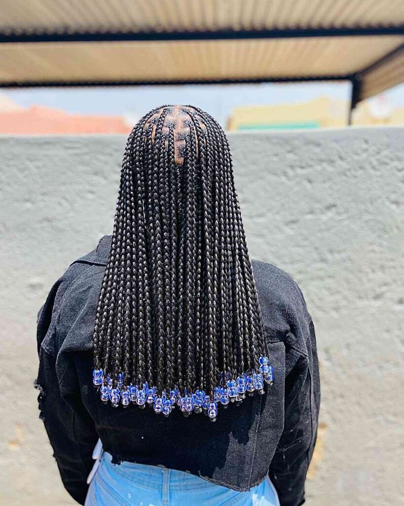 Knotless Mini Box Braids With Crystal Beads