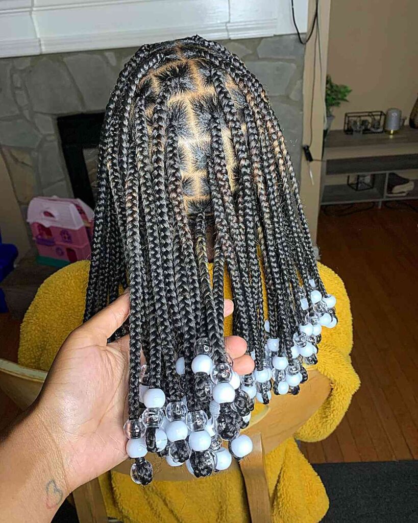 Medium Knotless Braids With Large Beads