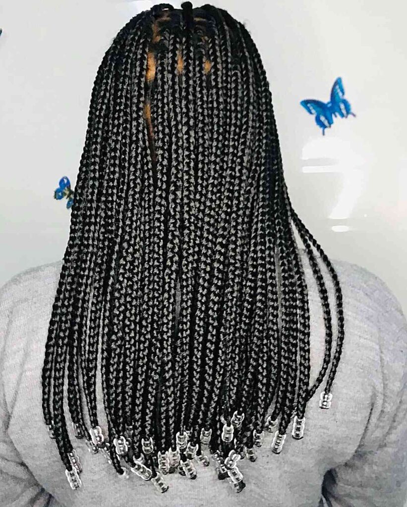 No Knots Black Braids With Round Beads