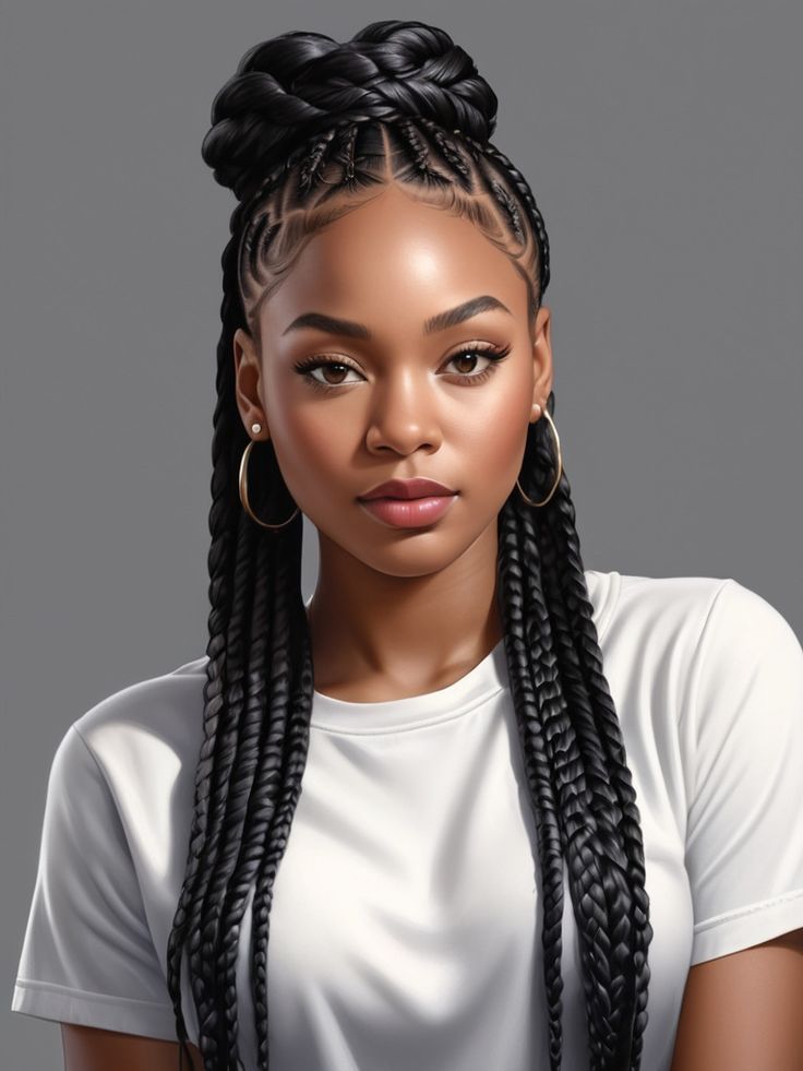 Queen Braided Updo with Long Box Braids