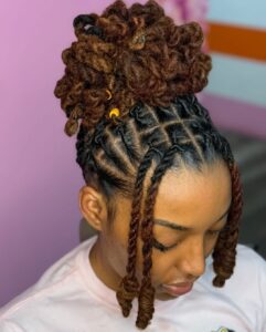 Loc Bun with Face Framing Twists