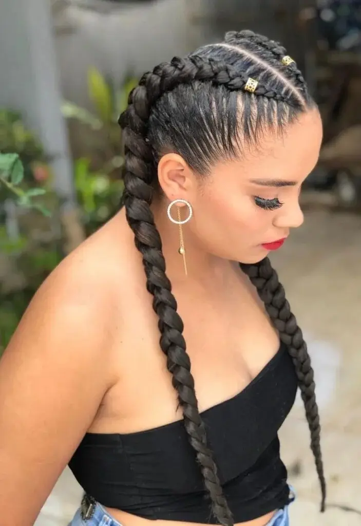 Thick Double Dutch Braids with Scalp Cornrows