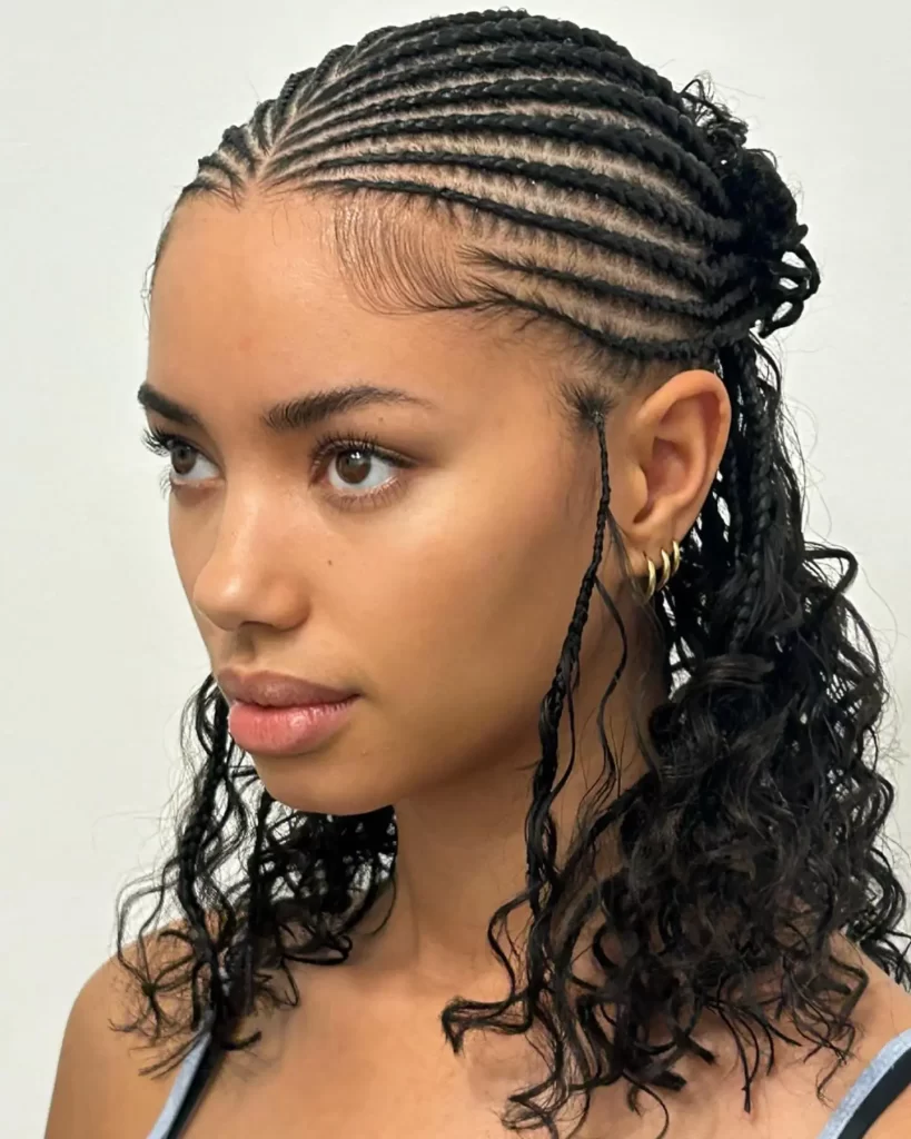 Waist-Length Bohemian Box Braids with Curls