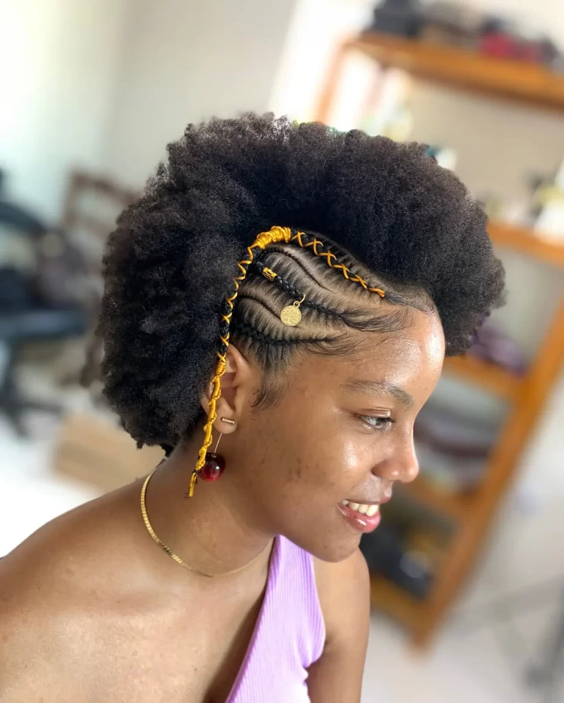 Afro Puff with Cornrow Side Details