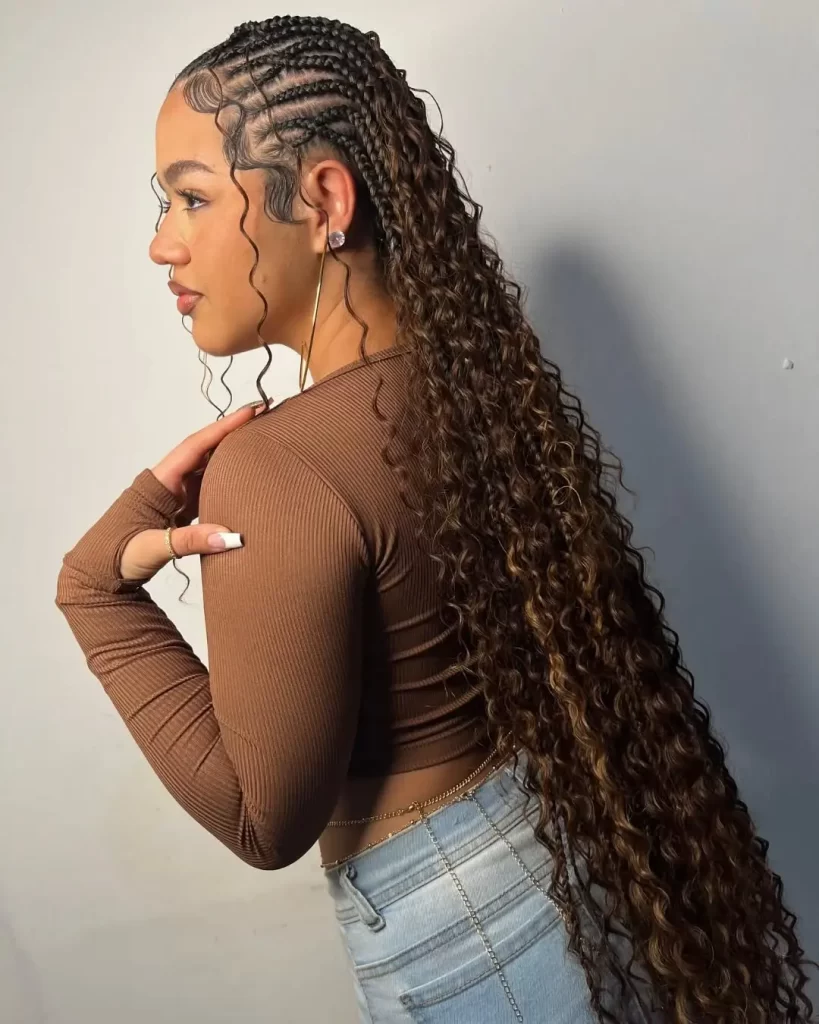 Ultra-Long Bohemian Cornrows with Waves