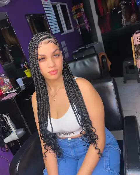 Intricate Cornrow Braids with Curly Ends