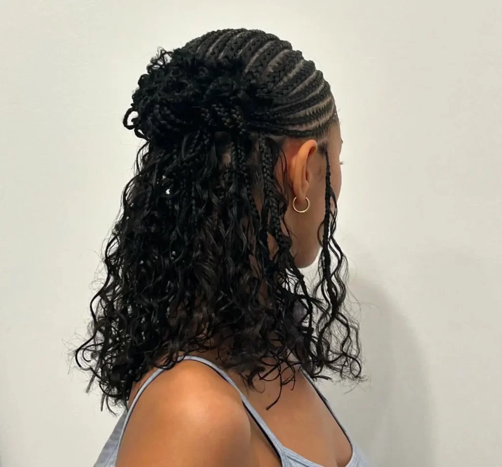 Waist-Length Bohemian Box Braids with Curls