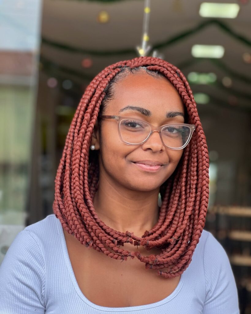 Shoulder-Length Bob Braids with a Chic Finish