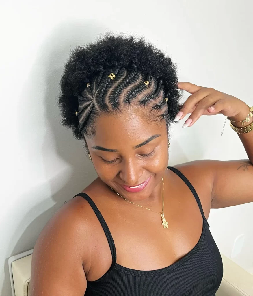 Short Cornrow Braids with Natural Curls