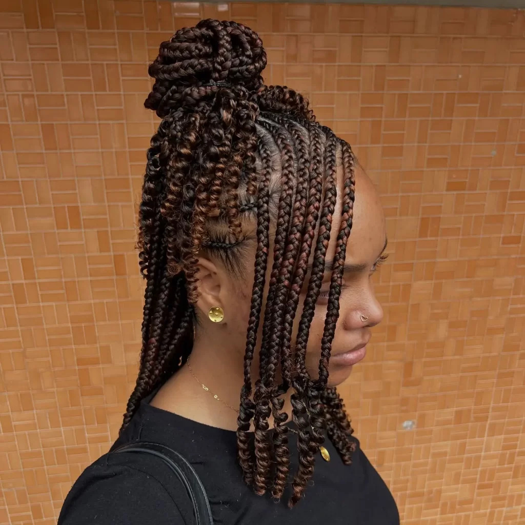 Half-Up Knotless Braids with Curls