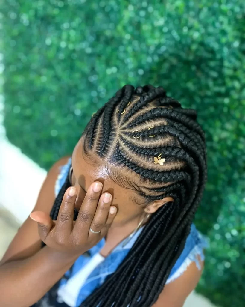 Zig-Zag Cornrows with Beaded Braids