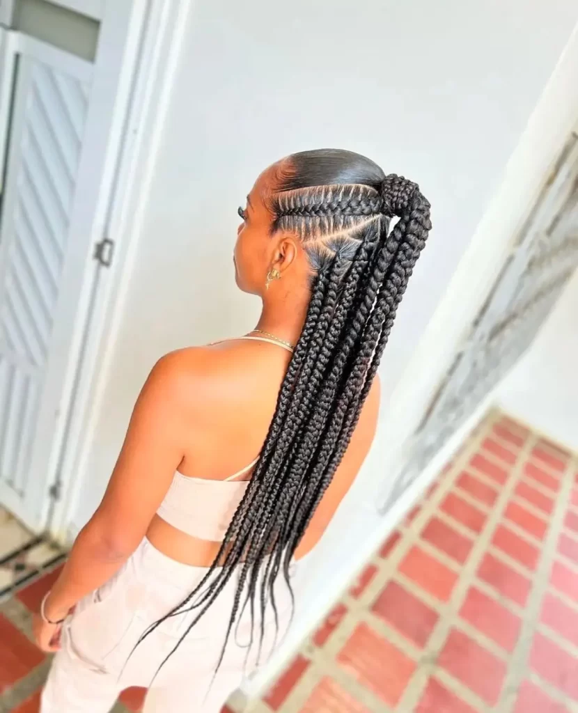 Extra Long Sleek Cornrow Ponytail