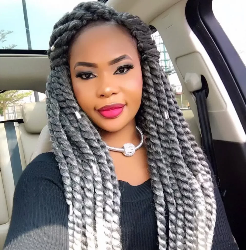 Jumbo Senegalese Twists with Gray Ombre