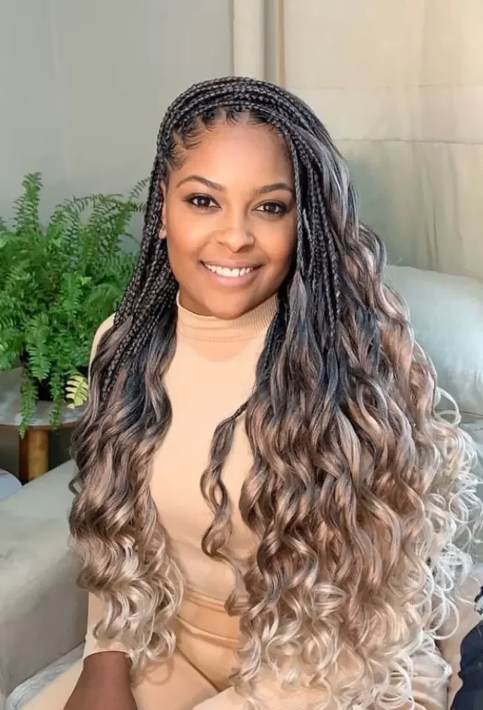 Ombre Goddess Braids with Loose Waves