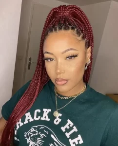 Burgundy High Ponytail Braids