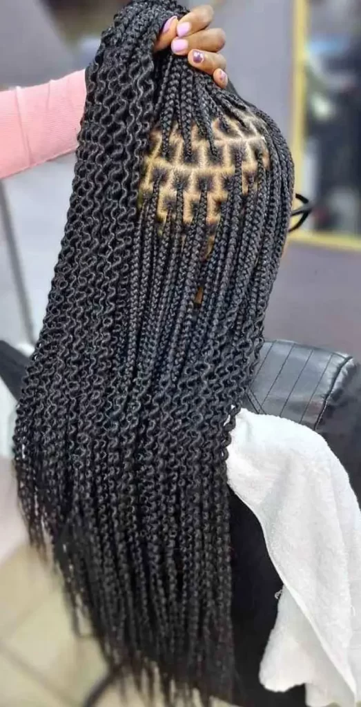 Micro Box Braids with Crimped Ends