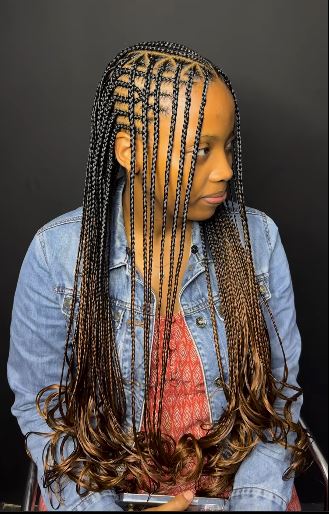 Freestyle Tribal Braids with Loose Curls