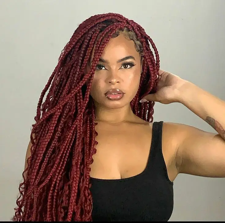 Burgundy Box Braids