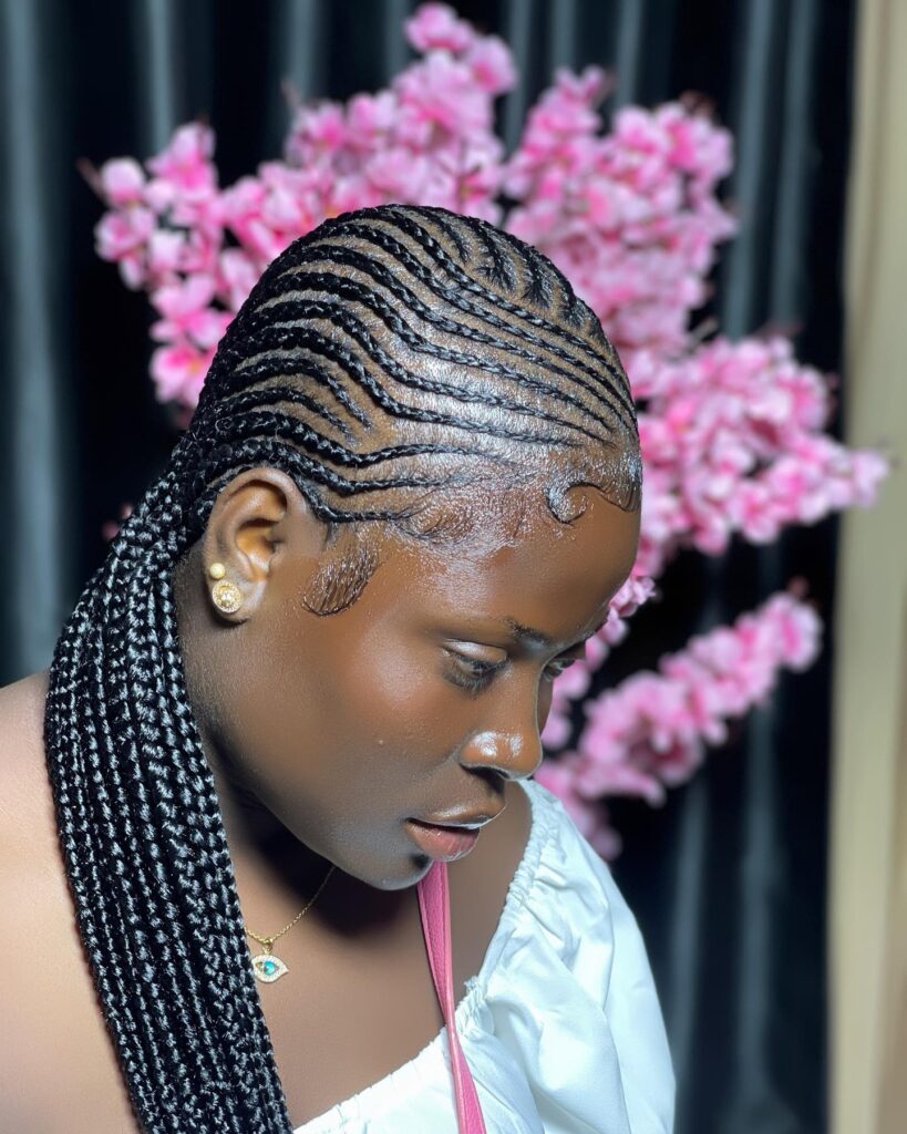 Zig-Zag Cornrows with Long Braids